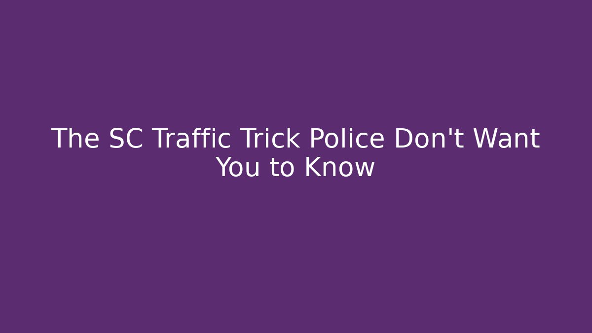 The SC Traffic Trick Police Don’t Want You to Know