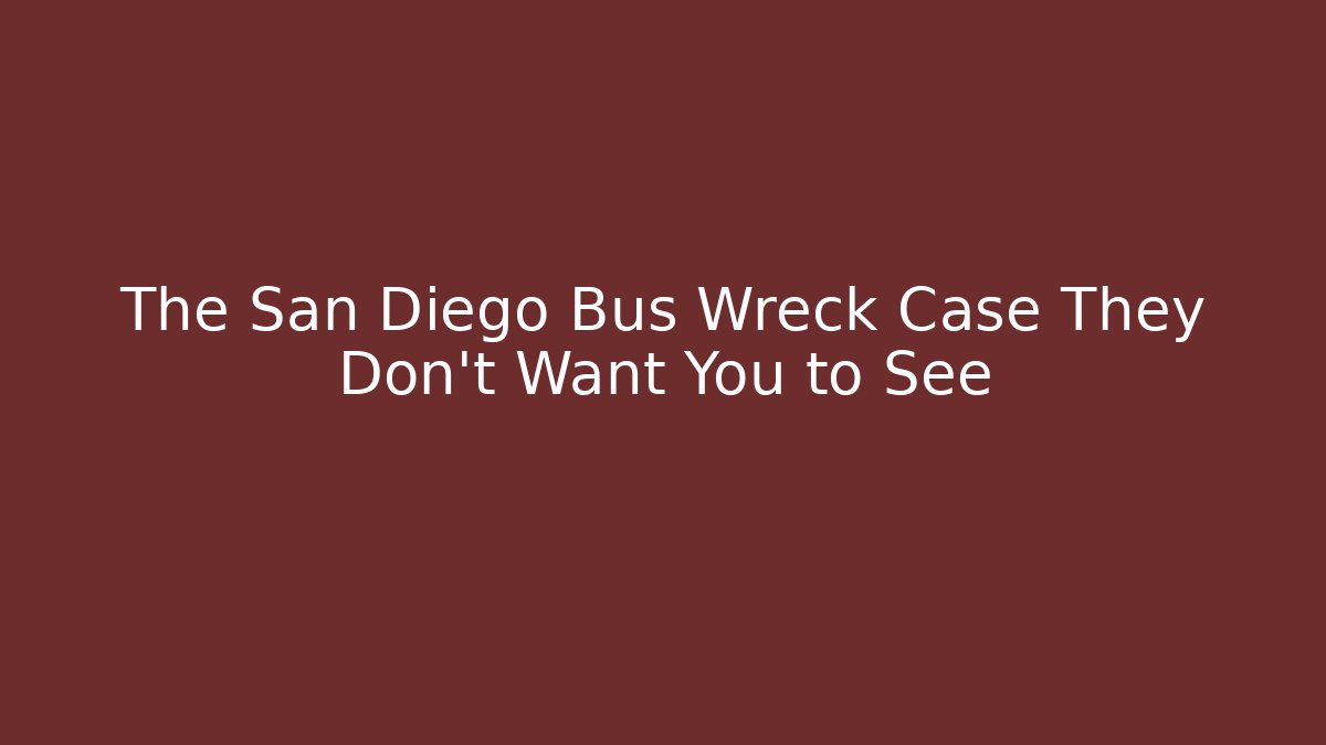 The San Diego Bus Wreck Case They Don’t Want You to See
