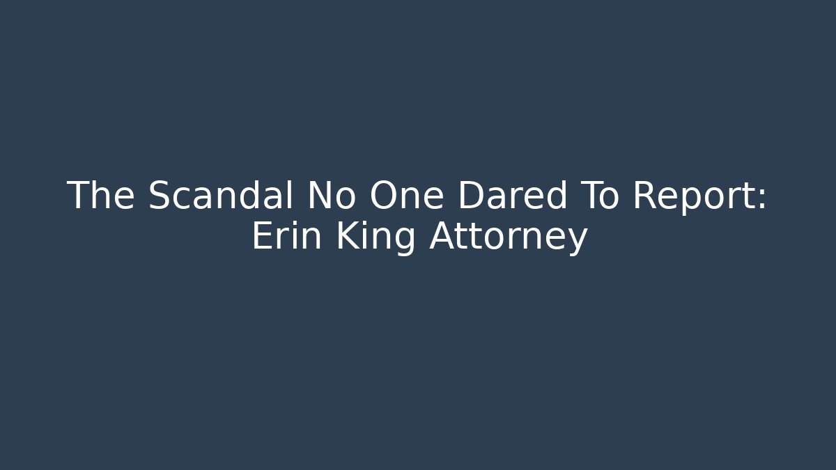 The Scandal No One Dared To Report: Erin King Attorney