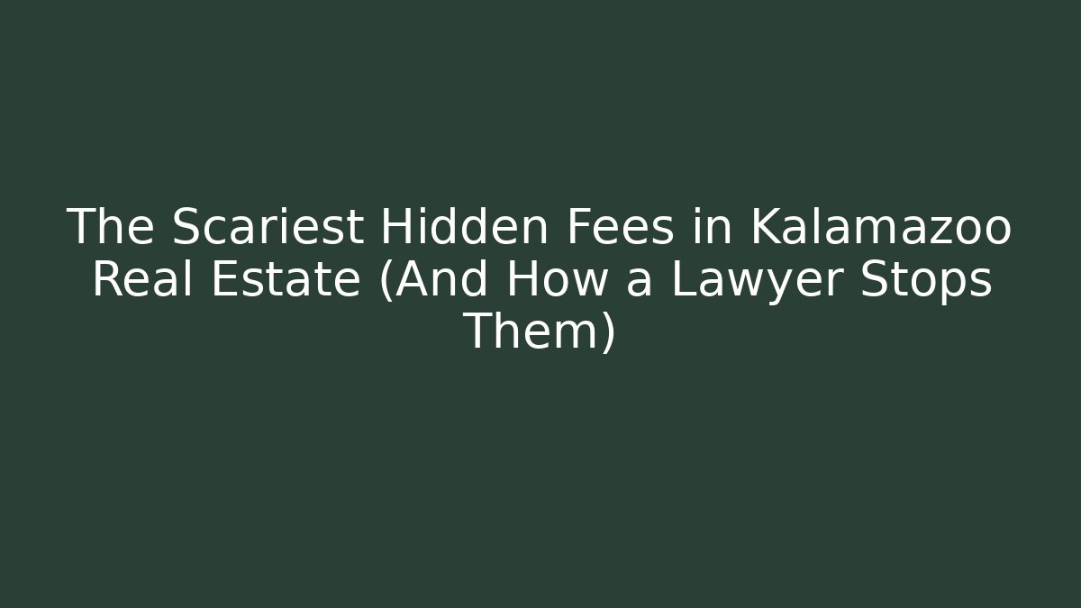 The Scariest Hidden Fees in Kalamazoo Real Estate (And How a Lawyer Stops Them) - WealthxGroup