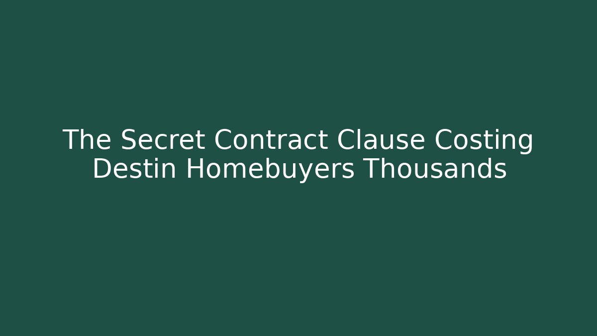 The Secret Contract Clause Costing Destin Homebuyers Thousands - WealthxGroup