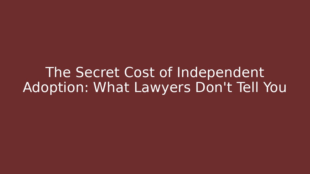 The Secret Cost of Independent Adoption: What Lawyers Don't Tell You
