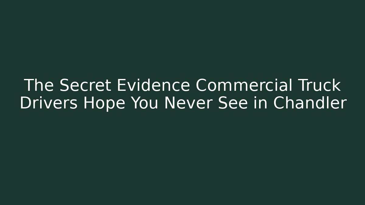 The Secret Evidence Commercial Truck Drivers Hope You Never See in Chandler