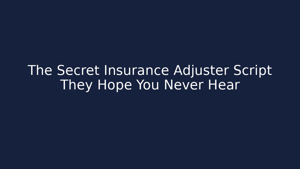The Secret Insurance Adjuster Script They Hope You Never Hear