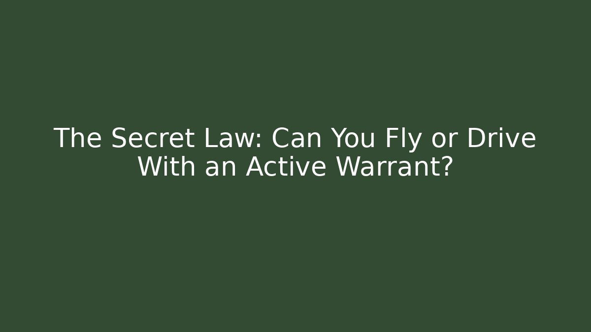 The Secret Law: Can You Fly or Drive With an Active Warrant? - WealthxGroup