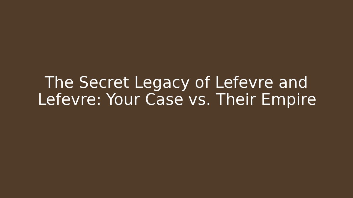 The Secret Legacy of Lefevre and Lefevre: Your Case vs. Their Empire