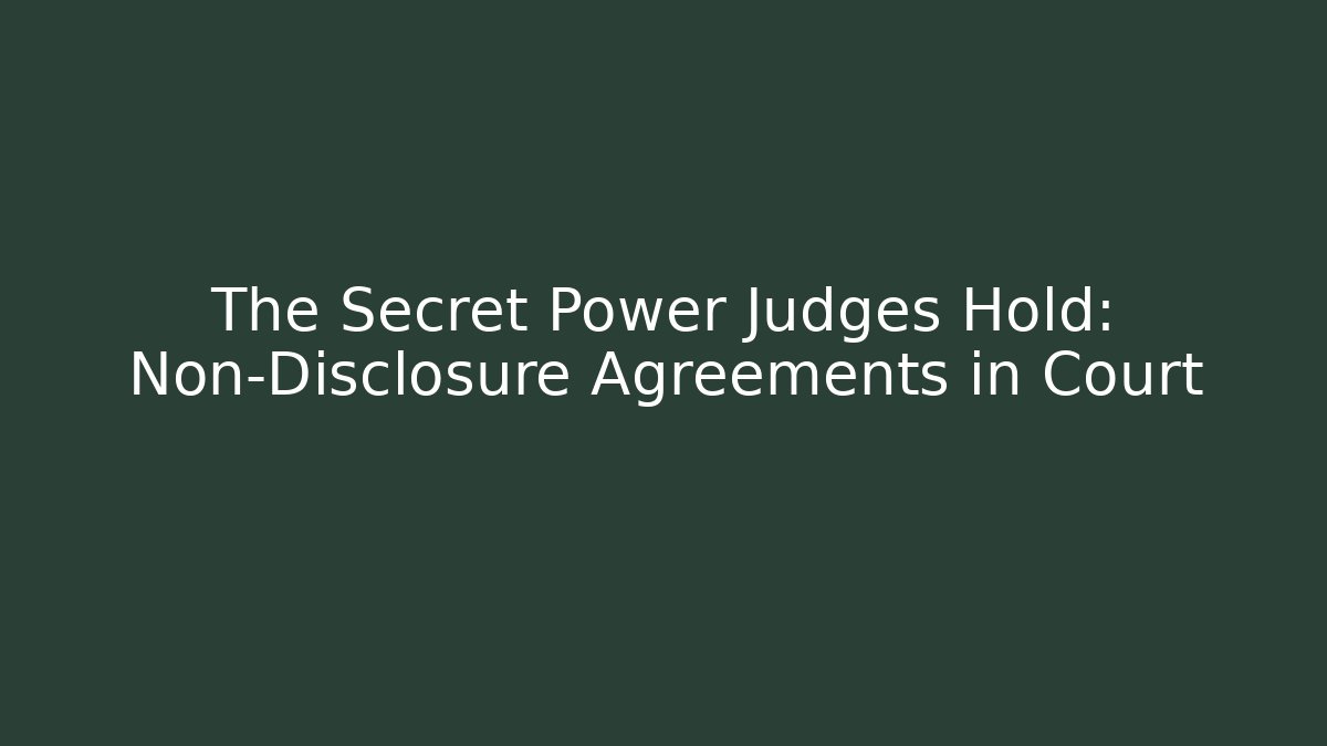 The Secret Power Judges Hold: Non-Disclosure Agreements in Court