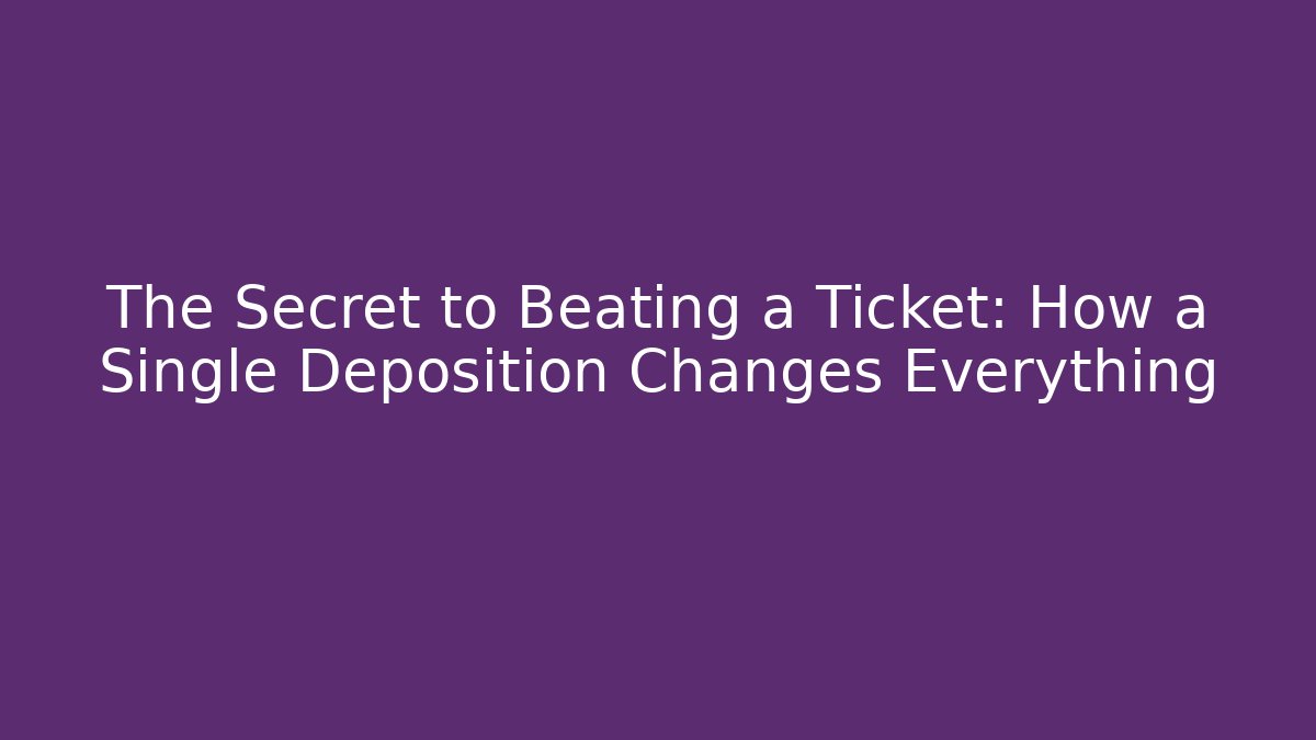 The Secret to Beating a Ticket: How a Single Deposition Changes Everything - WealthxGroup