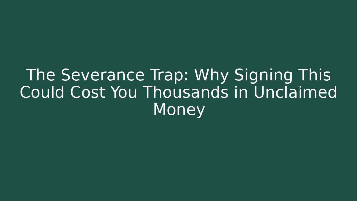 The Severance Trap: Why Signing This Could Cost You Thousands in Unclaimed Money
