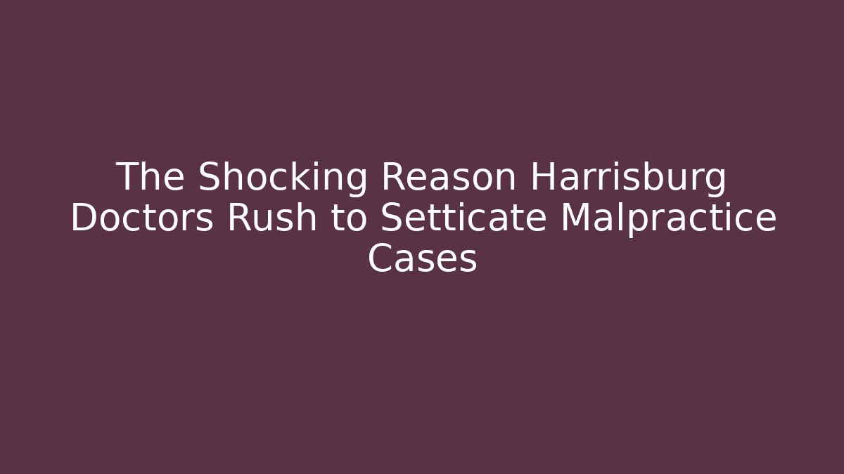The Shocking Reason Harrisburg Doctors Rush to Setticate Malpractice Cases