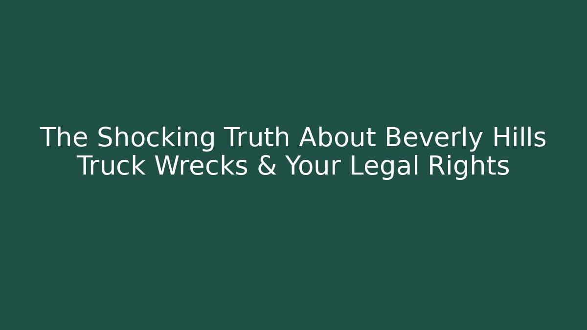 The Shocking Truth About Beverly Hills Truck Wrecks & Your Legal Rights