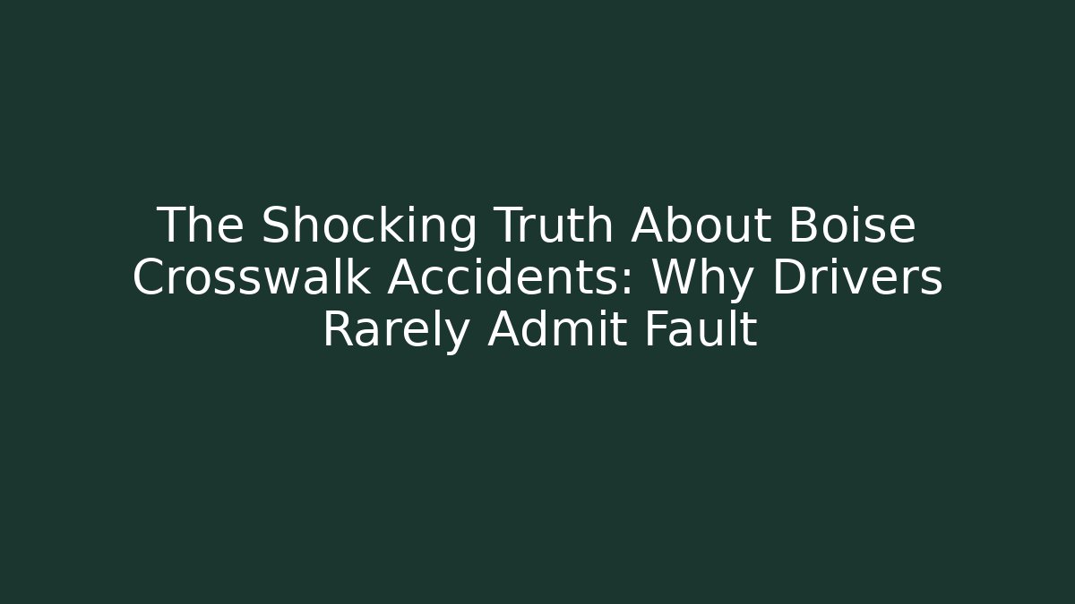 The Shocking Truth About Boise Crosswalk Accidents: Why Drivers Rarely Admit Fault