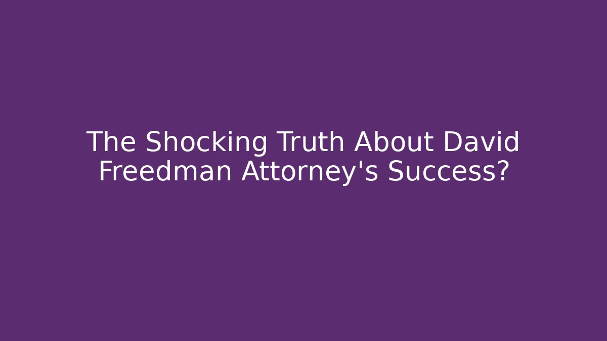 The Shocking Truth About David Freedman Attorney's Success?