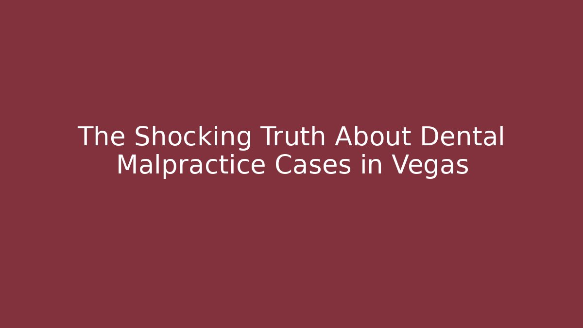 The Shocking Truth About Dental Malpractice Cases in Vegas
