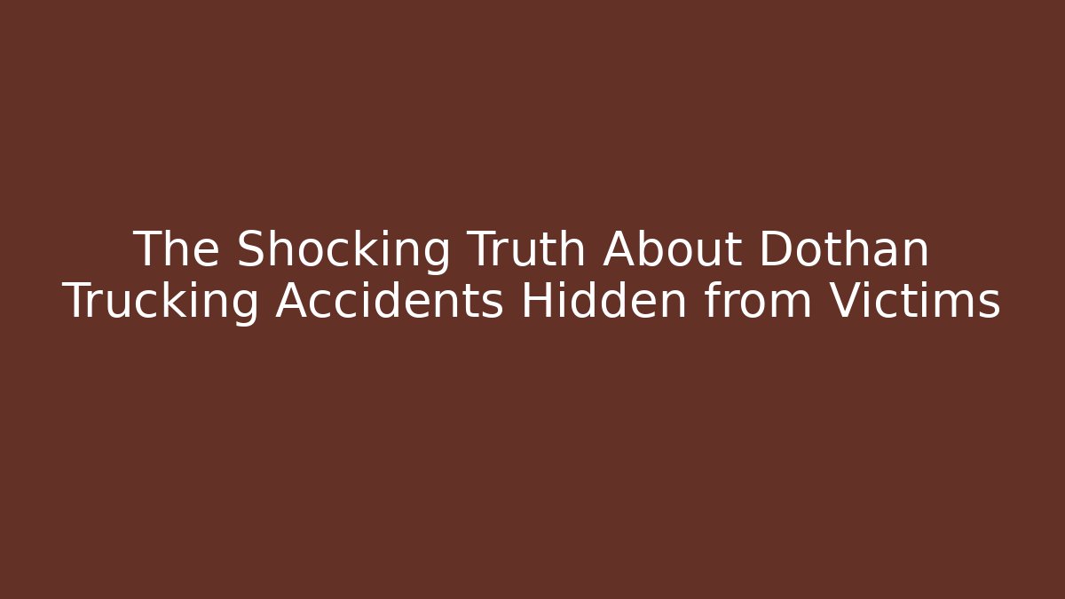 The Shocking Truth About Dothan Trucking Accidents Hidden from Victims
