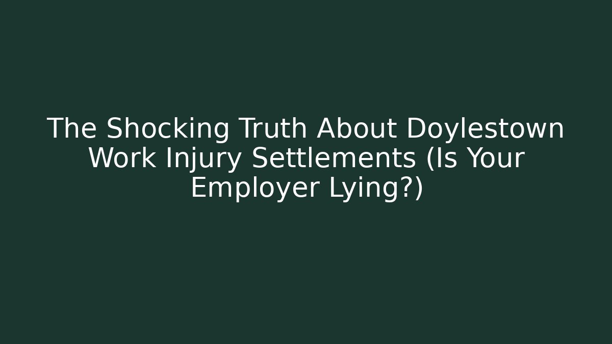 The Shocking Truth About Doylestown Work Injury Settlements (Is Your Employer Lying?)