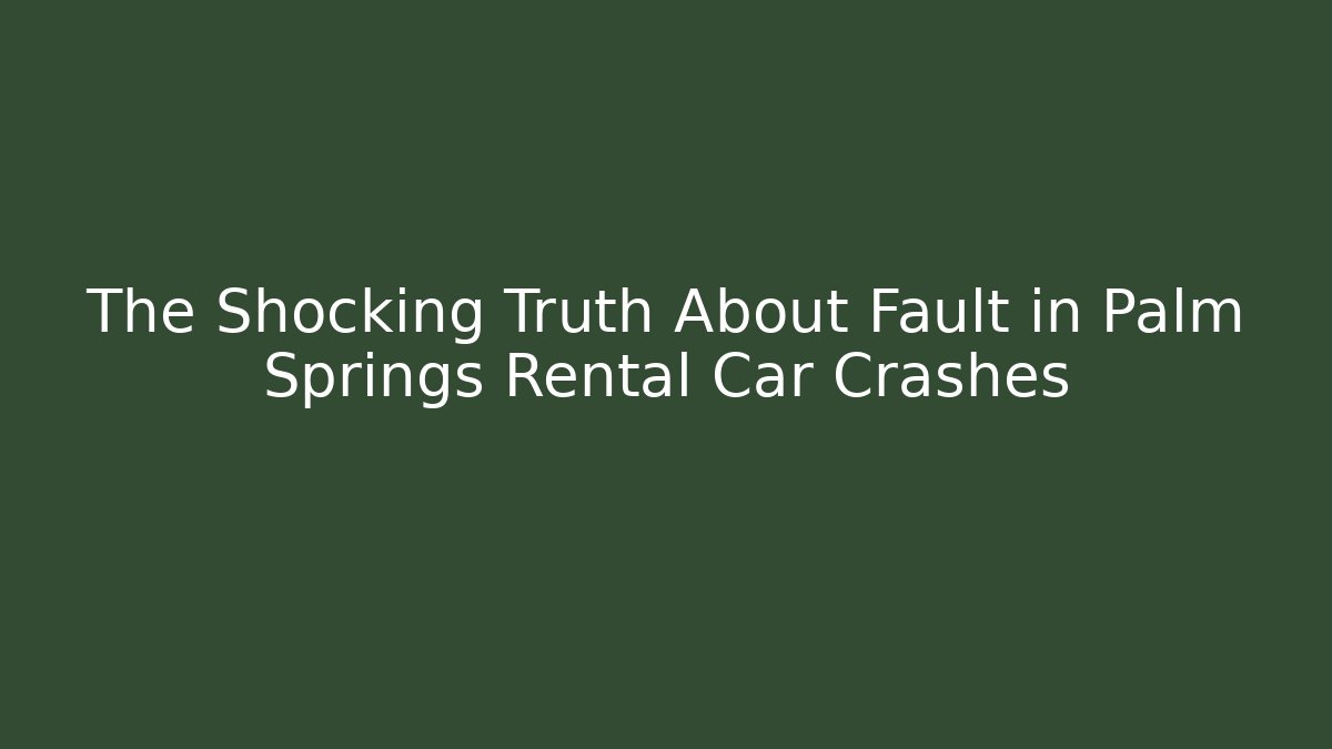 The Shocking Truth About Fault in Palm Springs Rental Car Crashes