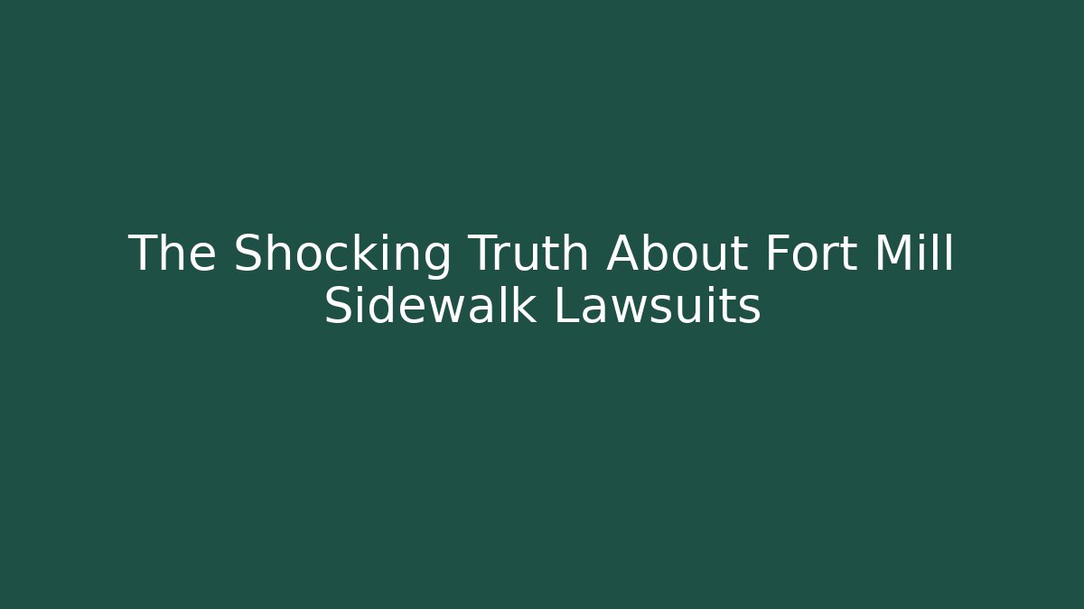 The Shocking Truth About Fort Mill Sidewalk Lawsuits