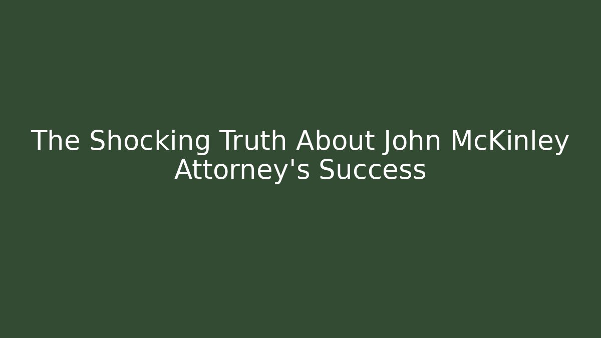 The Shocking Truth About John McKinley Attorney's Success
