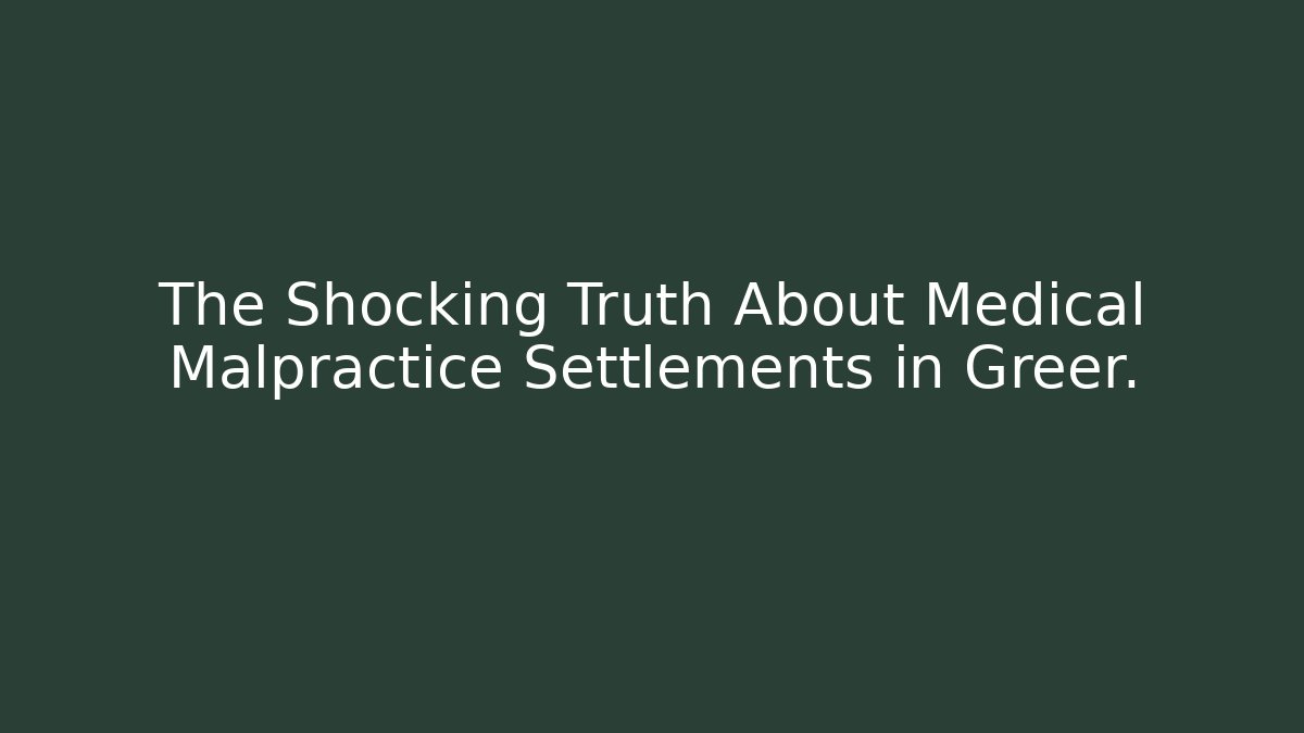 The Shocking Truth About Medical Malpractice Settlements in Greer.