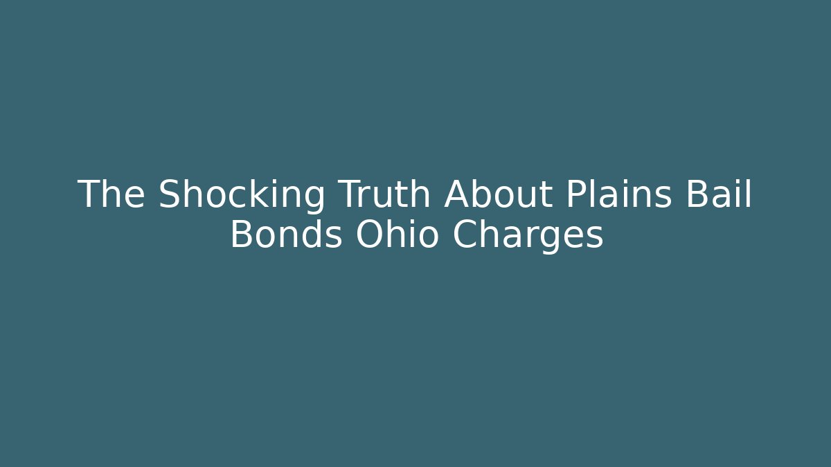 The Shocking Truth About Plains Bail Bonds Ohio Charges