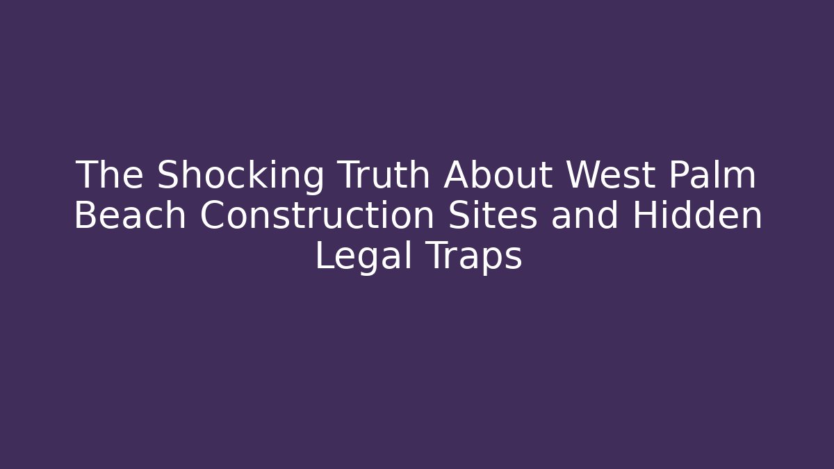 The Shocking Truth About West Palm Beach Construction Sites and Hidden Legal Traps