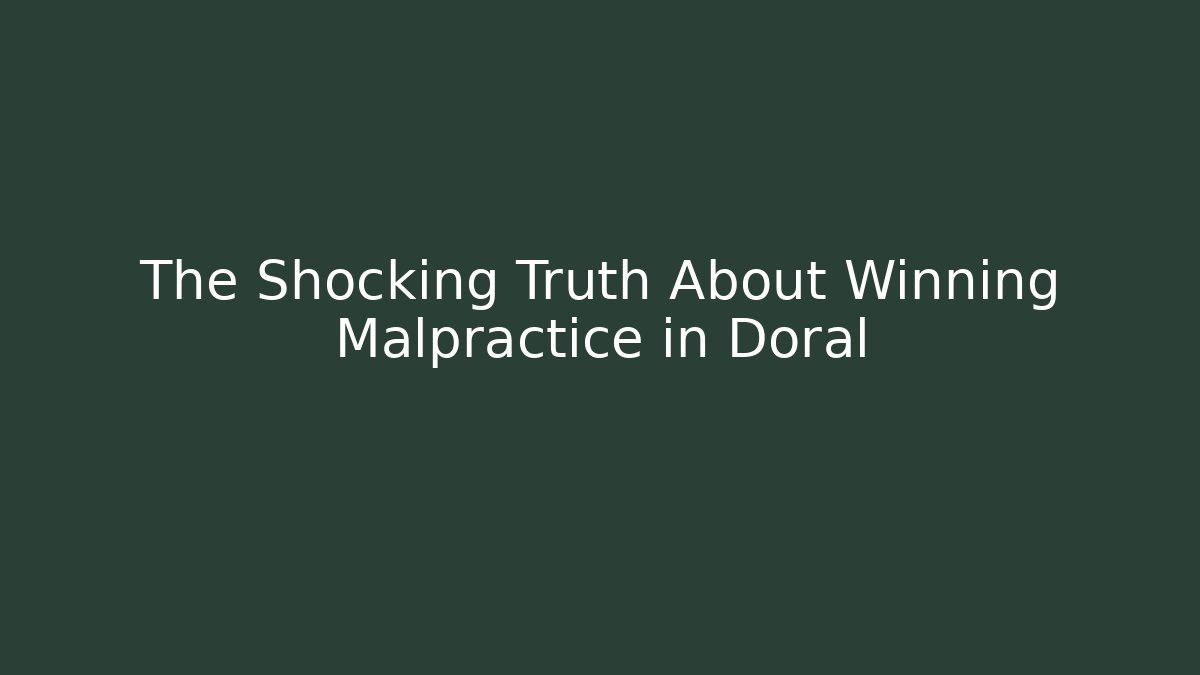 The Shocking Truth About Winning Malpractice in Doral