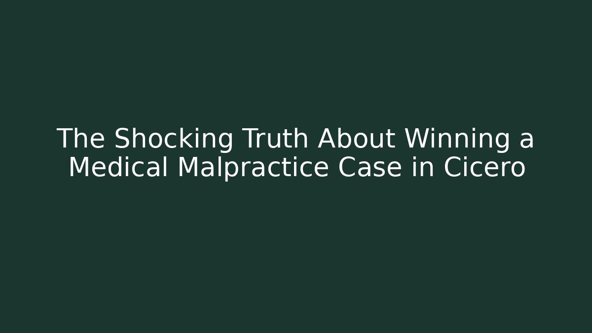 The Shocking Truth About Winning a Medical Malpractice Case in Cicero