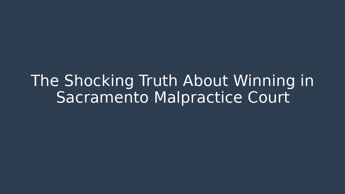 The Shocking Truth About Winning in Sacramento Malpractice Court