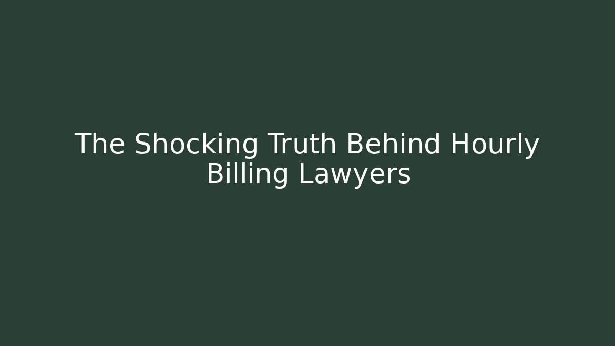 The Shocking Truth Behind Hourly Billing Lawyers