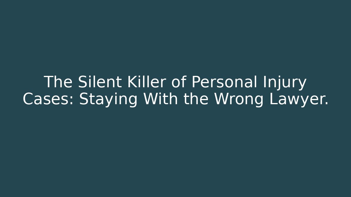 The Silent Killer of Personal Injury Cases: Staying With the Wrong Lawyer.