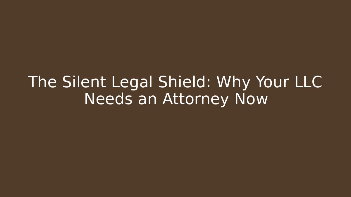 The Silent Legal Shield: Why Your LLC Needs an Attorney Now