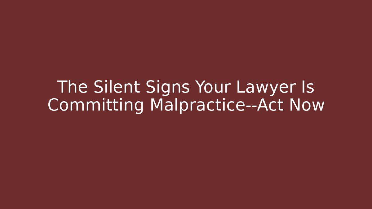 The Silent Signs Your Lawyer Is Committing Malpractice—Act Now