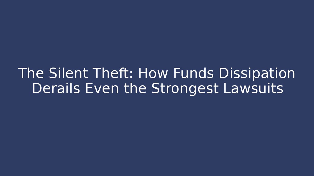 The Silent Theft: How Funds Dissipation Derails Even the Strongest Lawsuits