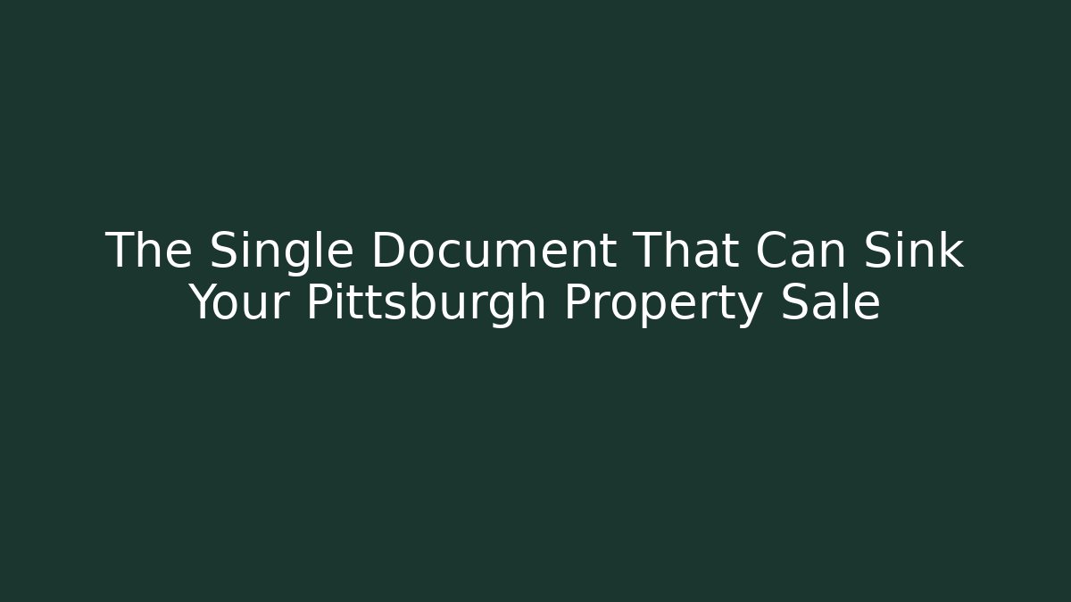 The Single Document That Can Sink Your Pittsburgh Property Sale