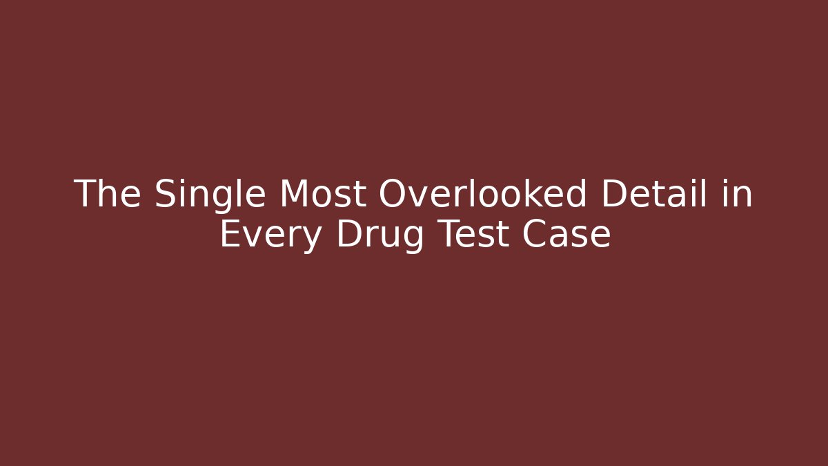 The Single Most Overlooked Detail in Every Drug Test Case