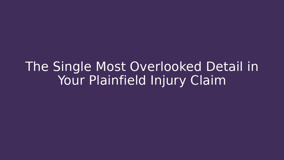 The Single Most Overlooked Detail in Your Plainfield Injury Claim