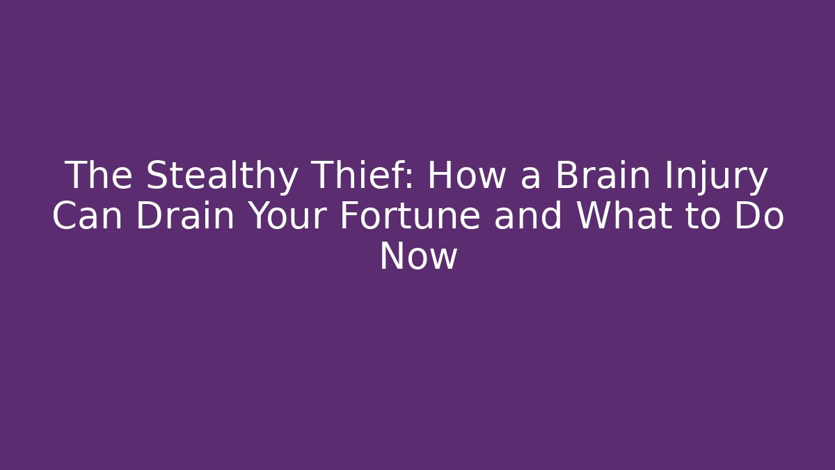 The Stealthy Thief: How a Brain Injury Can Drain Your Fortune and What to Do Now