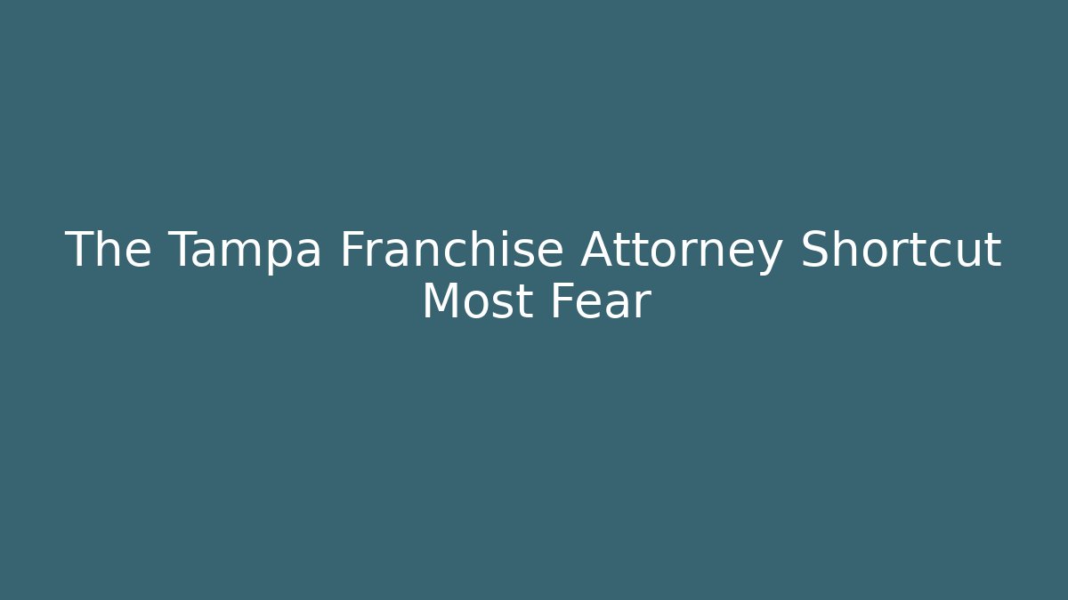 The Tampa Franchise Attorney Shortcut Most Fear