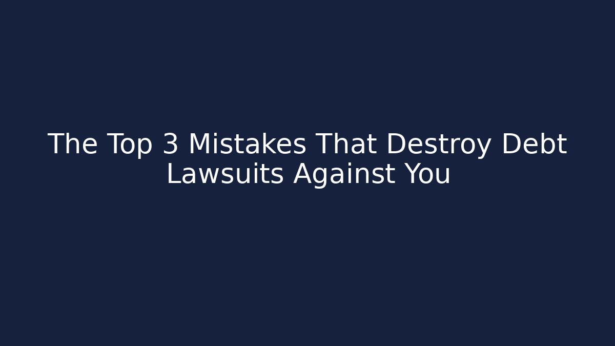 The Top 3 Mistakes That Destroy Debt Lawsuits Against You