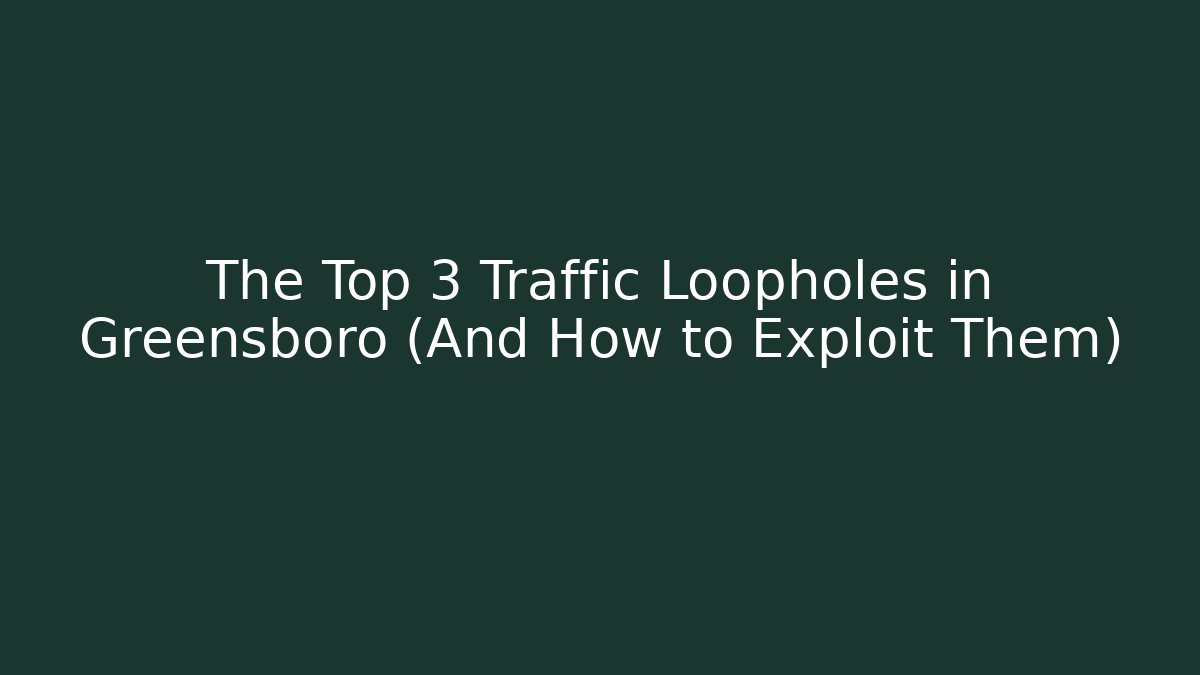 The Top 3 Traffic Loopholes in Greensboro (And How to Exploit Them)