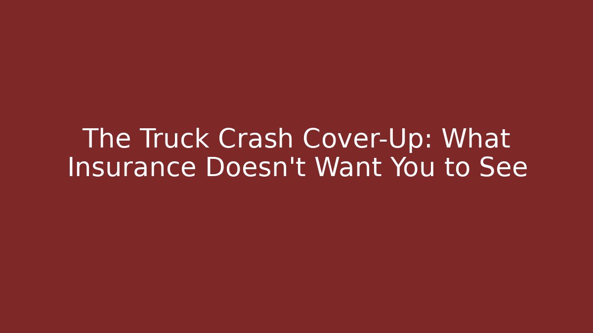 The Truck Crash Cover-Up: What Insurance Doesn’t Want You to See