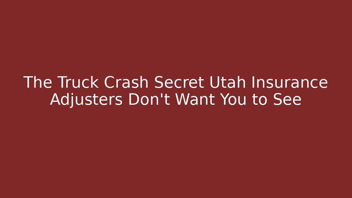 The Truck Crash Secret Utah Insurance Adjusters Don’t Want You to See