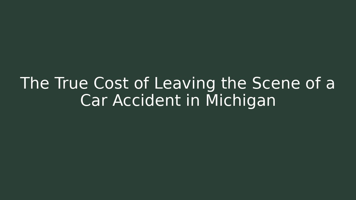 The True Cost of Leaving the Scene of a Car Accident in Michigan