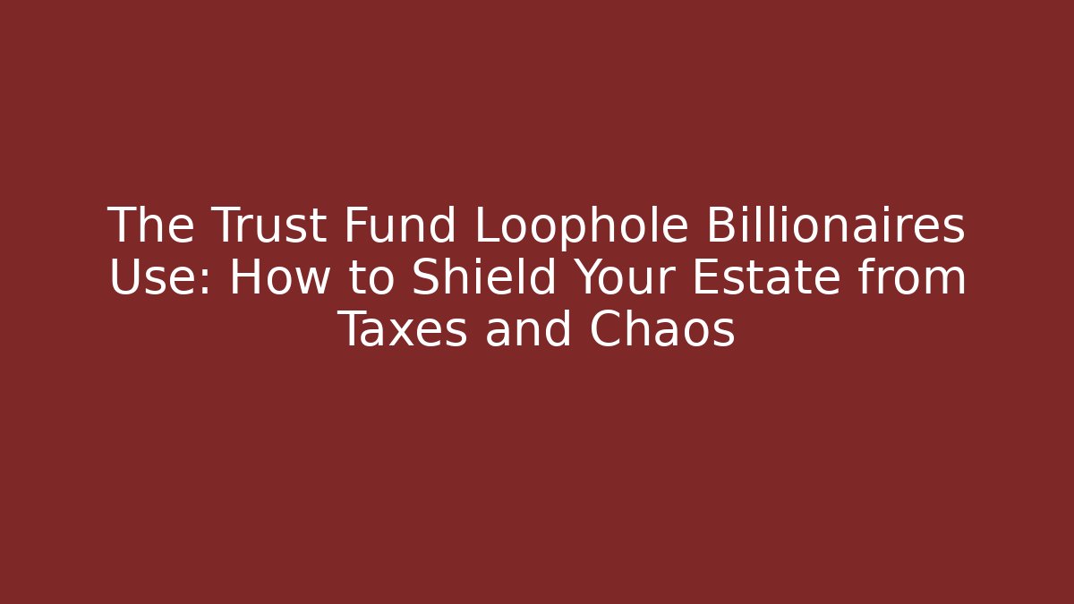 The Trust Fund Loophole Billionaires Use: How to Shield Your Estate from Taxes and Chaos
