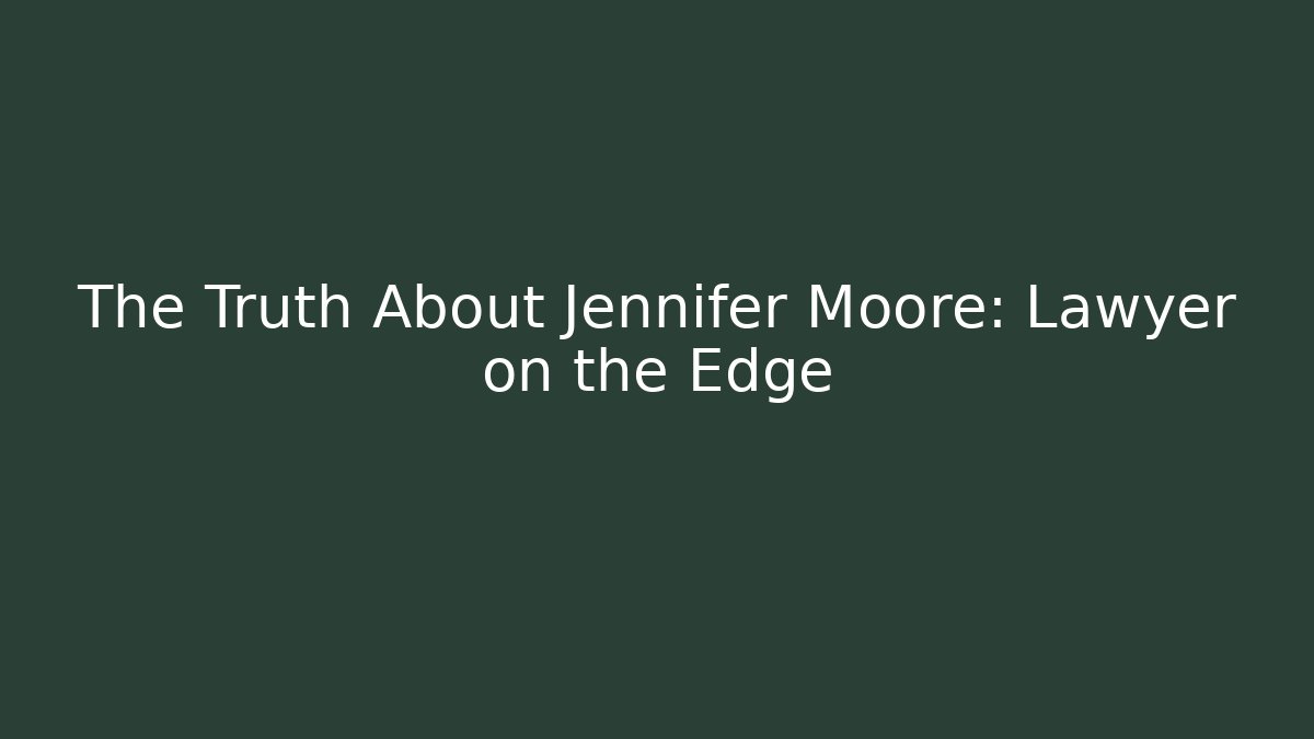 The Truth About Jennifer Moore: Lawyer on the Edge
