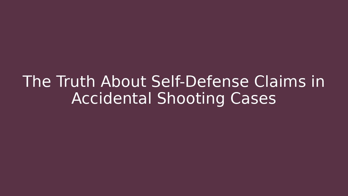 The Truth About Self-Defense Claims in Accidental Shooting Cases
