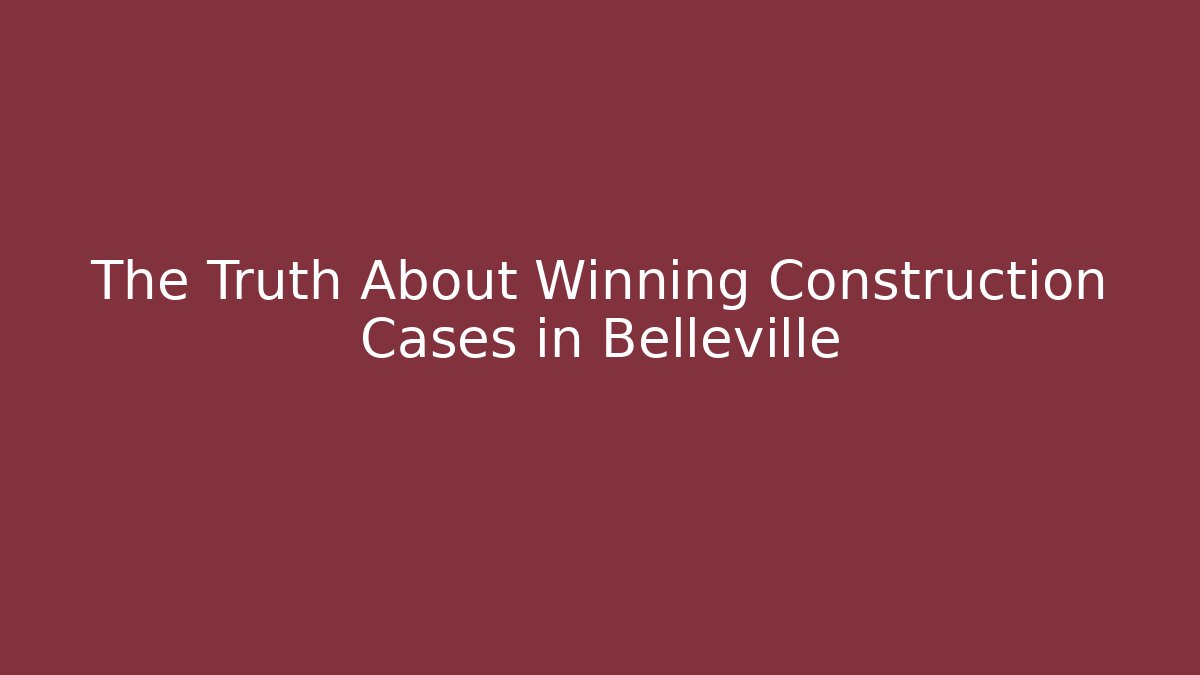 The Truth About Winning Construction Cases in Belleville - WealthxGroup