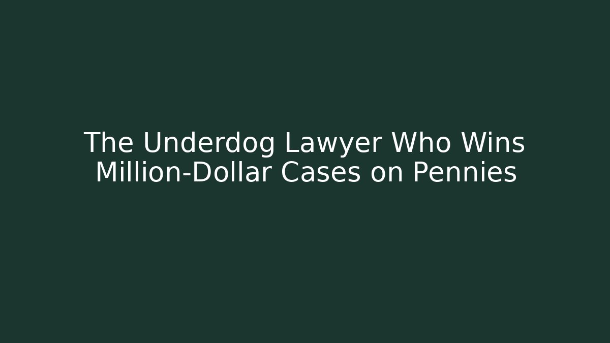 The Underdog Lawyer Who Wins Million-Dollar Cases on Pennies