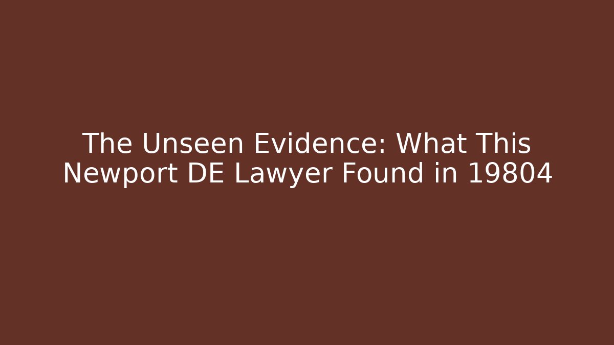 The Unseen Evidence: What This Newport DE Lawyer Found in 19804